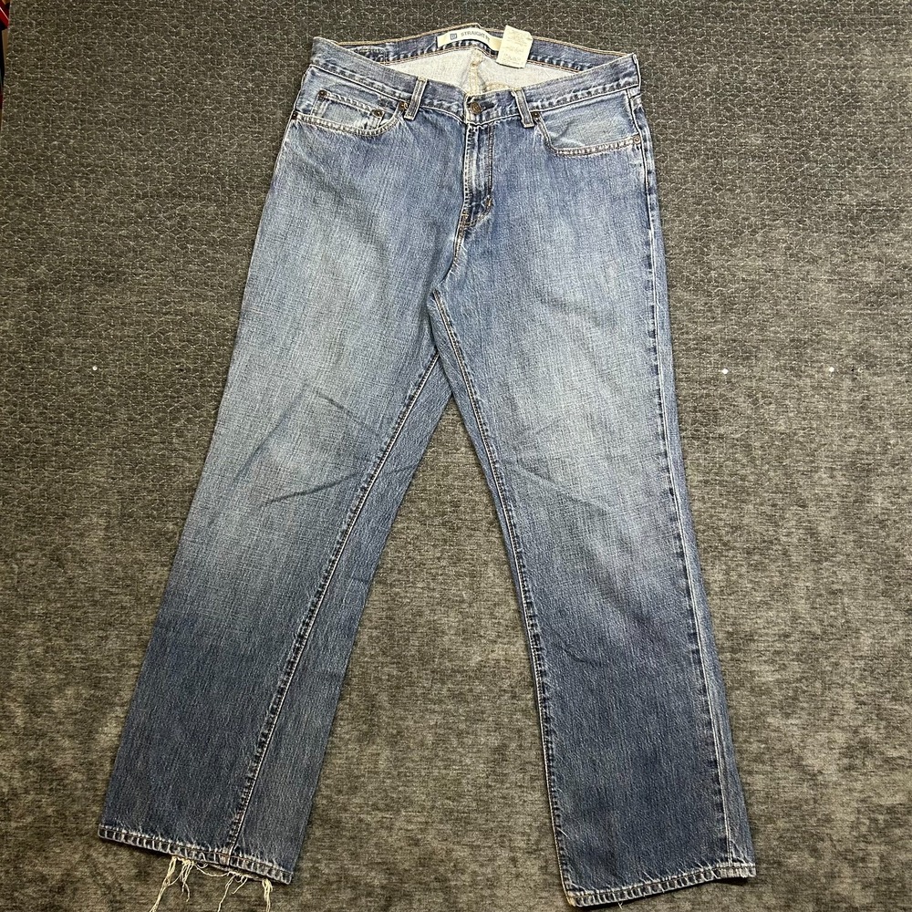 Gap Straight Fit Jeans Men 34x32 Blue Good Distressed Mid Rise Denim